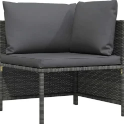 vidaXL Hoekbank sectioneel met kussens poly rattan grijs