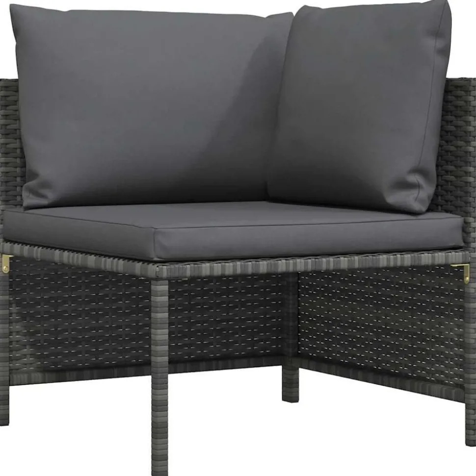 vidaXL Hoekbank sectioneel met kussens poly rattan grijs