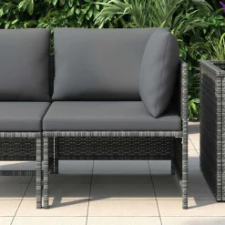 vidaXL Hoekbank sectioneel met kussens poly rattan grijs