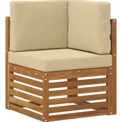 vidaXL Hoekbank Set 6 pcs Natuurlijk en Beige Massief Acaciahout