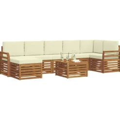 vidaXL Hoekbank Set 8 pcs Natuurlijk en Crème Massief Acaciahout