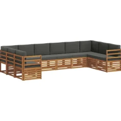 vidaXL Hoekbank Set 10 pcs Natuurlijk en Antraciet Massief Acaciahout