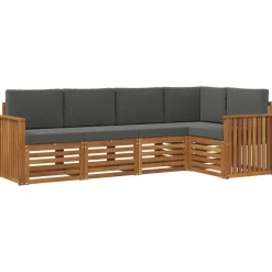 vidaXL Hoekbank Set 5 pcs Natuurlijk en Antraciet Massief Acaciahout