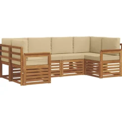 vidaXL Hoekbank Set met kussen 6 pcs Naturel Massief Acaciahout