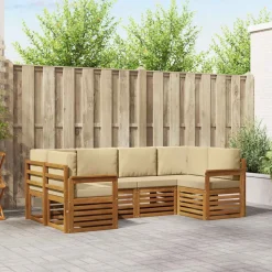 vidaXL Hoekbank Set met kussen 6 pcs Naturel Massief Acaciahout