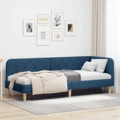vidaXL Hoekbedframe Blauw 80 x 200 cm Stof