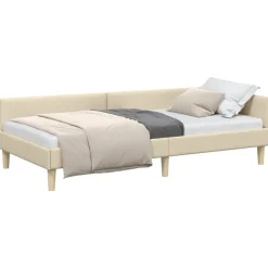 vidaXL Hoekbedframe Crème 80 x 200 cm Stof