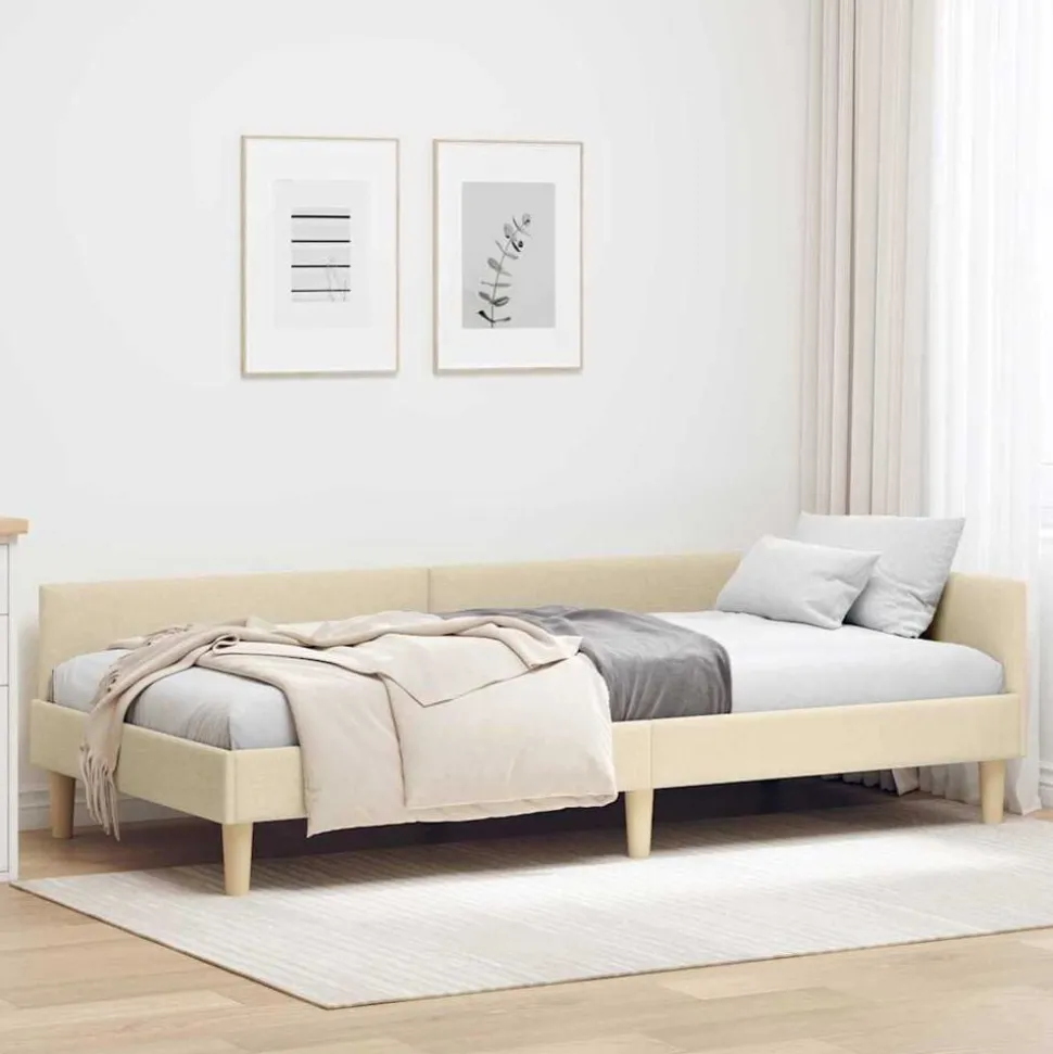 vidaXL Hoekbedframe Crème 80 x 200 cm Stof