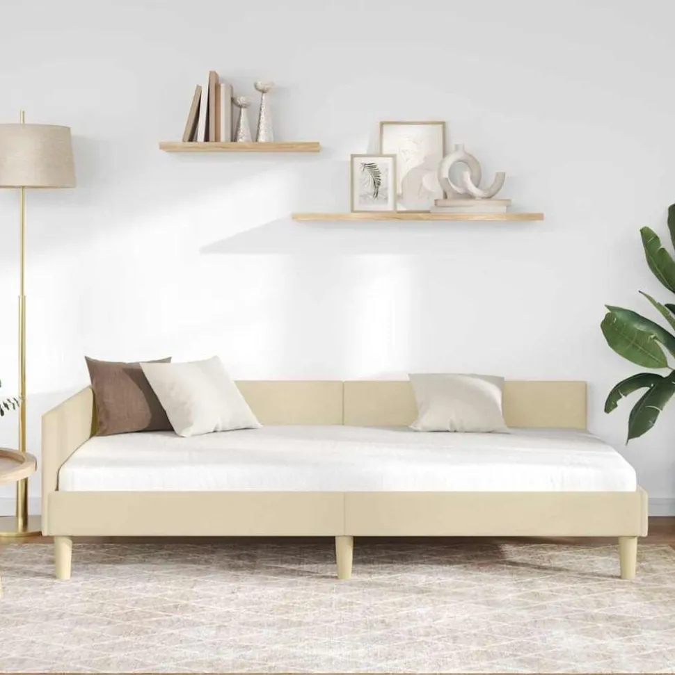 vidaXL Hoekbedframe Crème 80 x 200 cm Stof