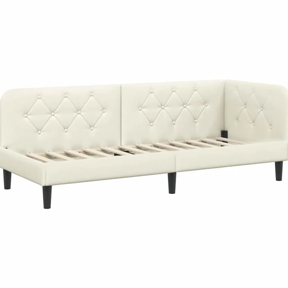 vidaXL Hoekbedframe Crème 80 x 200 cm Fluweel