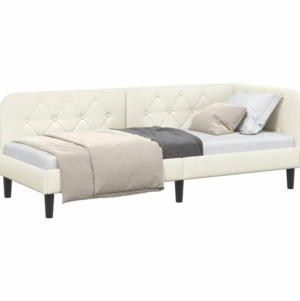 vidaXL Hoekbedframe Crème 80 x 200 cm Fluweel