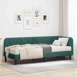 vidaXL Hoekbedframe Donkergroen 80 x 200 cm Fluweel