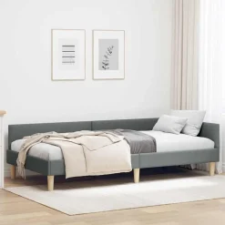 vidaXL Hoekbedframe Donkergrijs 80 x 200 cm Stof