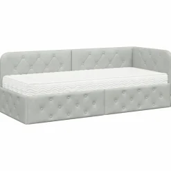 vidaXL Hoekbedframe Lichtgrijs 80 x 200 cm Fluweel