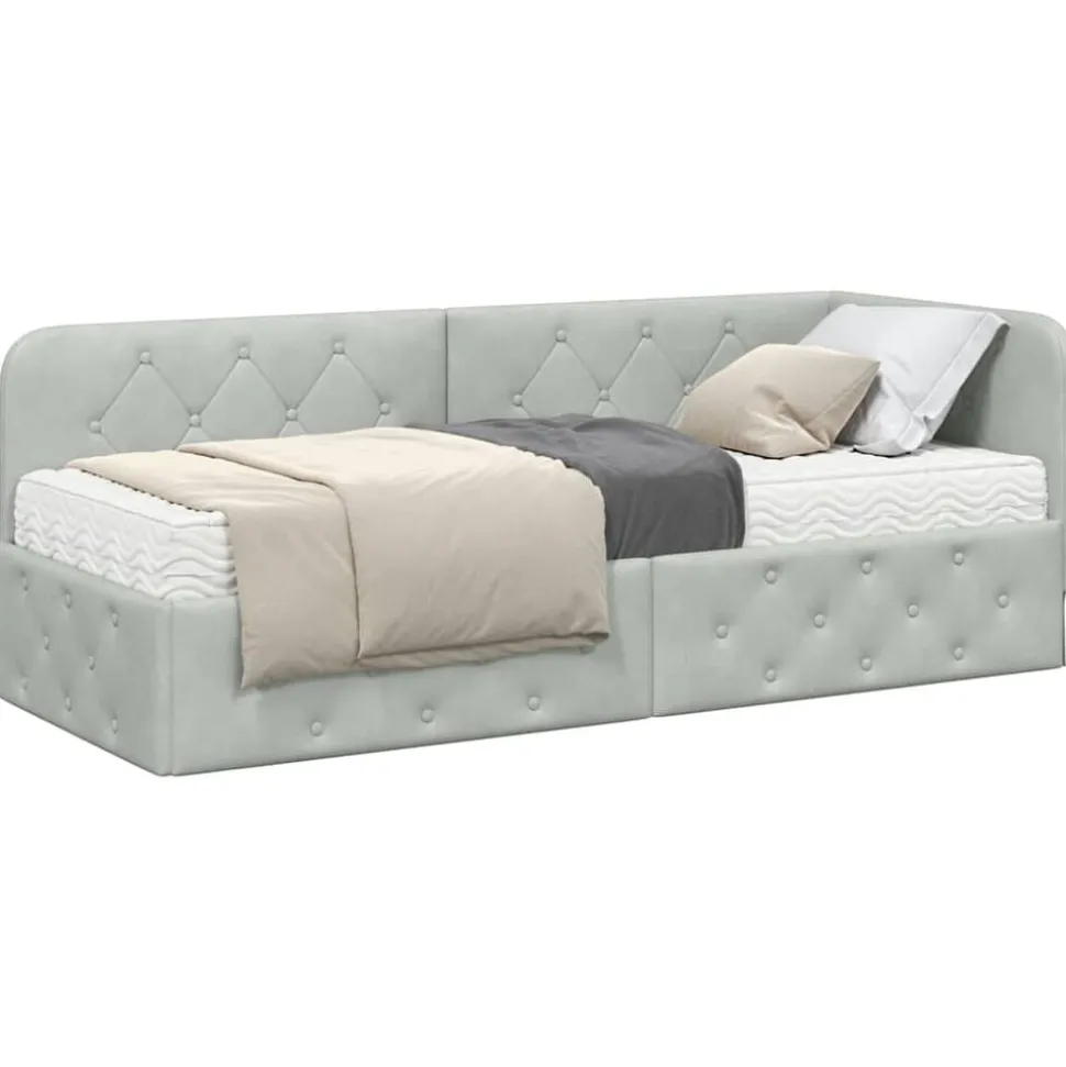 vidaXL Hoekbedframe Lichtgrijs 80 x 200 cm Fluweel