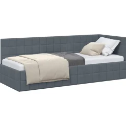 vidaXL Hoekbedframe met hoofdeinde Donkergrijs 80 cm x 200 cm Fluweel