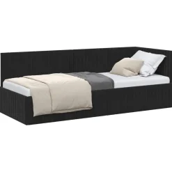 vidaXL Hoekbedframe met hoofdeinde Zwart 80 cm x 200 cm Fluweel