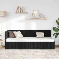 vidaXL Hoekbedframe met hoofdeinde Zwart 80 cm x 200 cm Fluweel