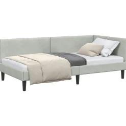 vidaXL Hoekbedframe met hoofdeinde Lichtgrijs 80 cm x 200 cm Fluweel
