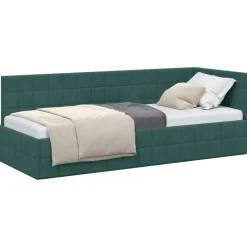 vidaXL Hoekbedframe met hoofdeinde Donkergroen 80 cm x 200 cm Fluweel