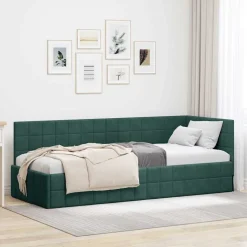 vidaXL Hoekbedframe met hoofdeinde Donkergroen 80 cm x 200 cm Fluweel