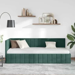 vidaXL Hoekbedframe met hoofdeinde Donkergroen 80 cm x 200 cm Fluweel
