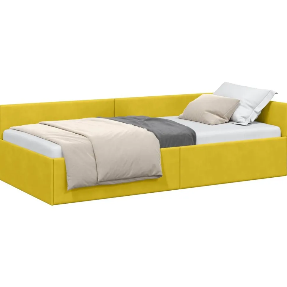 vidaXL Hoekbedframe met hoofdeinde Geel 80 cm x 200 cm Fluweel