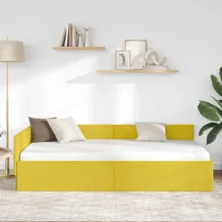 vidaXL Hoekbedframe met hoofdeinde Geel 80 cm x 200 cm Fluweel