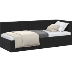 vidaXL Hoekbedframe met hoofdeinde Zwart 80 cm x 200 cm Fluweel