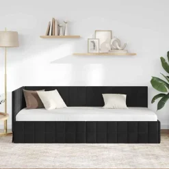 vidaXL Hoekbedframe met hoofdeinde Zwart 80 cm x 200 cm Fluweel