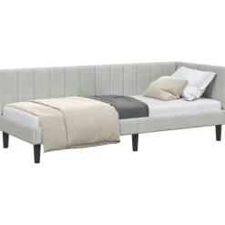 vidaXL Hoekbedframe met hoofdeinde Lichtgrijs 80 cm x 200 cm Fluweel