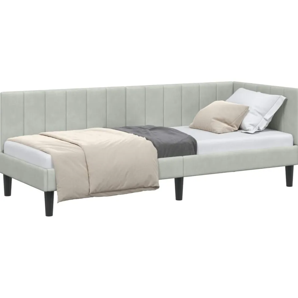 vidaXL Hoekbedframe met hoofdeinde Lichtgrijs 80 cm x 200 cm Fluweel