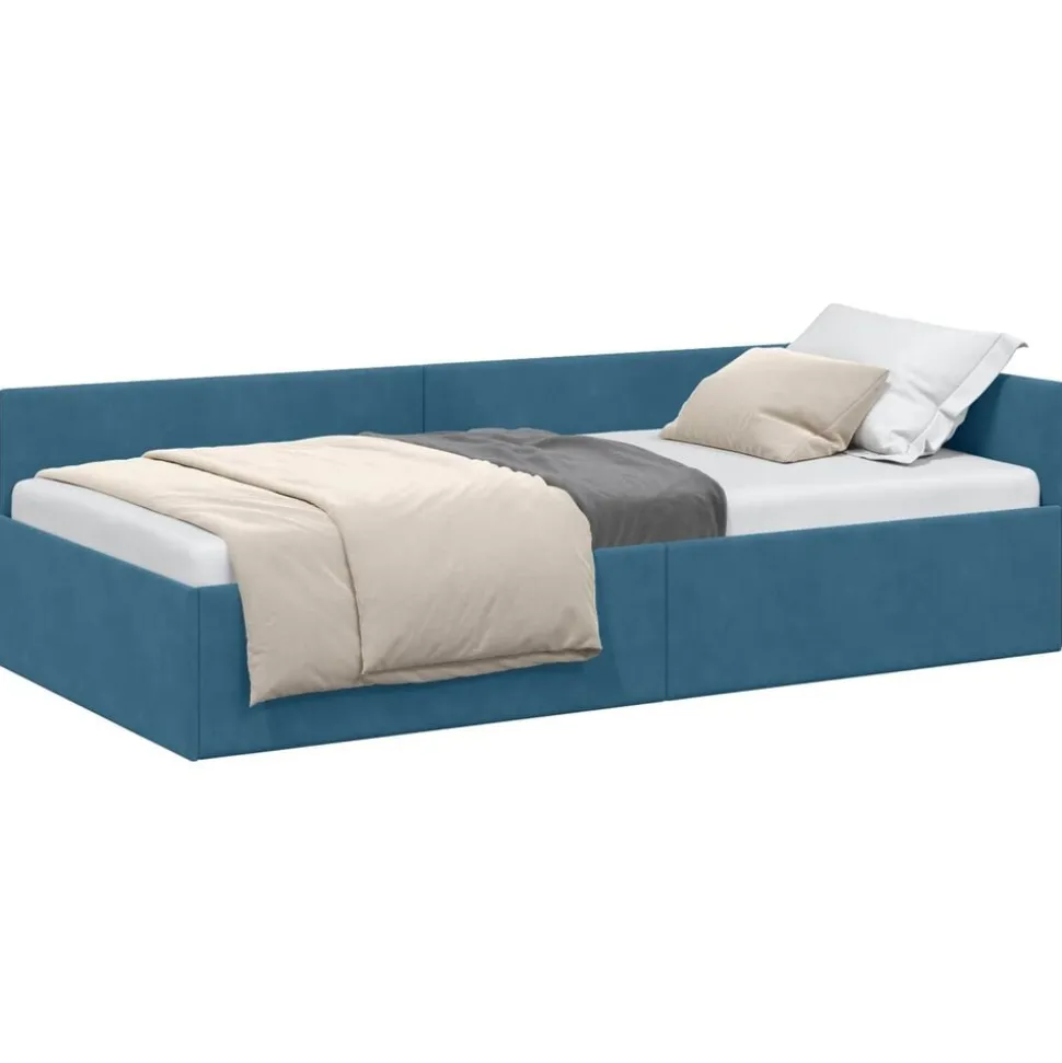 vidaXL Hoekbedframe met hoofdeinde Blauw 80 cm x 200 cm Fluweel