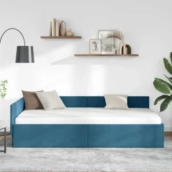 vidaXL Hoekbedframe met hoofdeinde Blauw 80 cm x 200 cm Fluweel