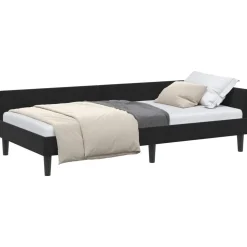 vidaXL Hoekbedframe met hoofdeinde Zwart 80 cm x 200 cm Fluweel