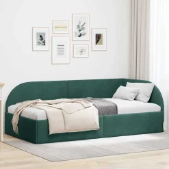 vidaXL Hoekbedframe met hoofdeinde Donkergroen 80 cm x 200 cm Fluweel
