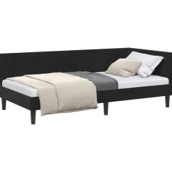 vidaXL Hoekbedframe met hoofdeinde Zwart 80 cm x 200 cm Fluweel