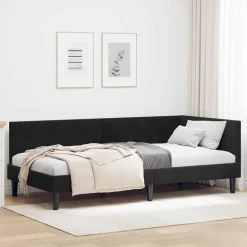 vidaXL Hoekbedframe met hoofdeinde Zwart 80 cm x 200 cm Fluweel