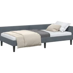 vidaXL Hoekbedframe met hoofdeinde Donkergrijs 80 cm x 200 cm Fluweel