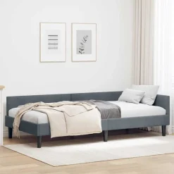 vidaXL Hoekbedframe met hoofdeinde Donkergrijs 80 cm x 200 cm Fluweel