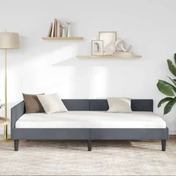 vidaXL Hoekbedframe met hoofdeinde Donkergrijs 80 cm x 200 cm Fluweel