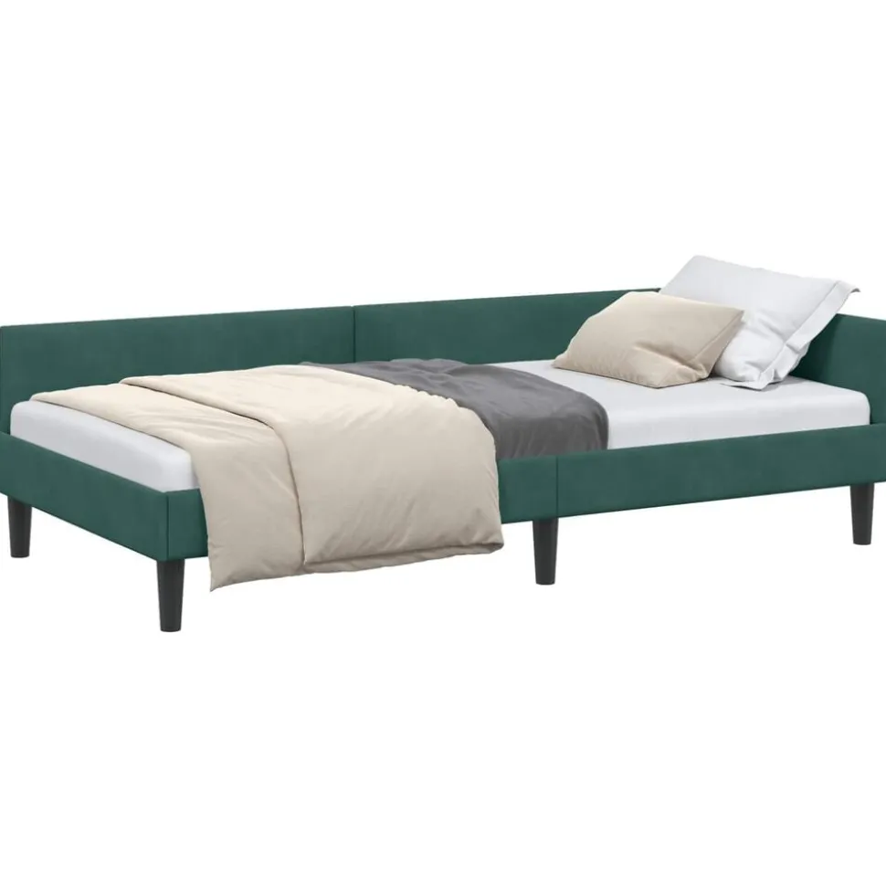 vidaXL Hoekbedframe met hoofdeinde Donkergroen 80 cm x 200 cm Fluweel