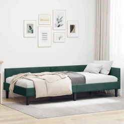 vidaXL Hoekbedframe met hoofdeinde Donkergroen 80 cm x 200 cm Fluweel