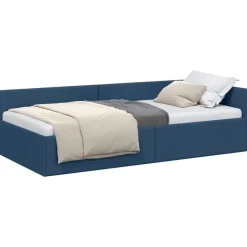 vidaXL Hoekbedframe met hoofdeinde Blauw 80 cm x 200 cm Stof