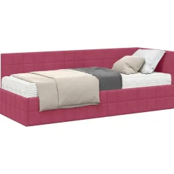 vidaXL Hoekbedframe met Matras met hoofdeinde 2 pcs Groen Fluweel