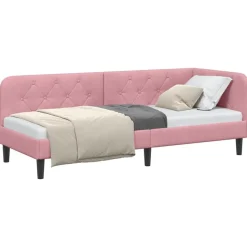 vidaXL Hoekbedframe Roze 80 x 200 cm Fluweel