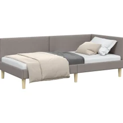 vidaXL Hoekbedframe Taupe 80 cm x 200 cm Stof en multiplex