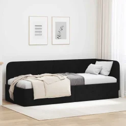 vidaXL Hoekbedframe Zwart 80 x 200 cm Stof