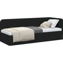 vidaXL Hoekbedframe Zwart 80 x 200 cm Stof