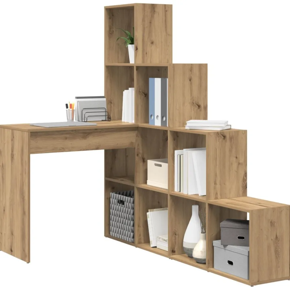 vidaXL Hoekbureau Artisan Eiken 101,5 x 149,5 x 149,5 cm Bewerkt hout